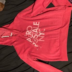 cropped red hoodie